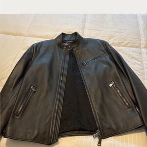 Ralph Lauren womens Black Leather Jacket purple label